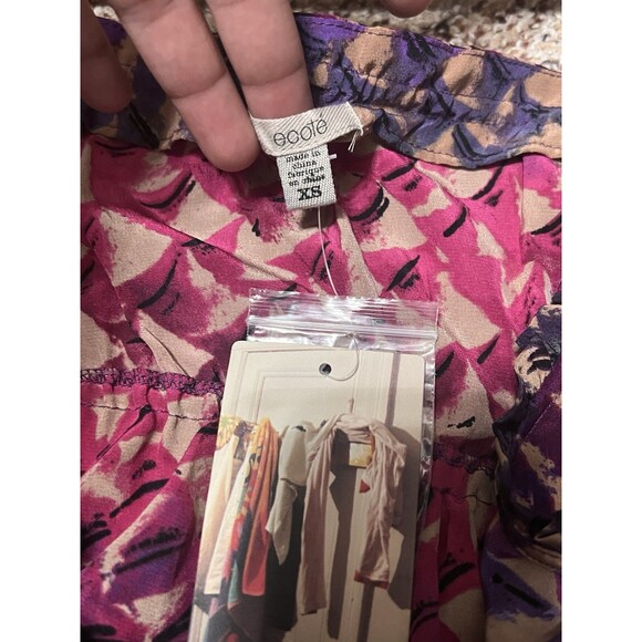 NWT Ecote 100% silk Multicolor bohemian Geometric stylish top dress size xs - Picture 6 of 7